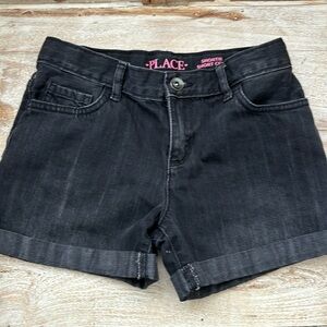 Girls Black Denim Shorts